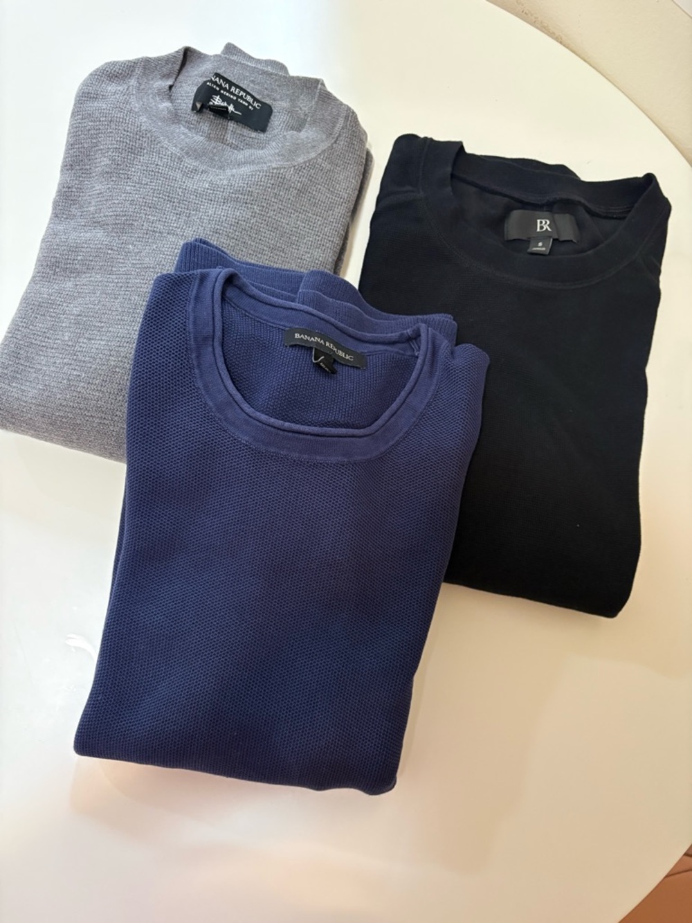 Banana Republic Navy, Gray & Black Crewneck Sweater Set